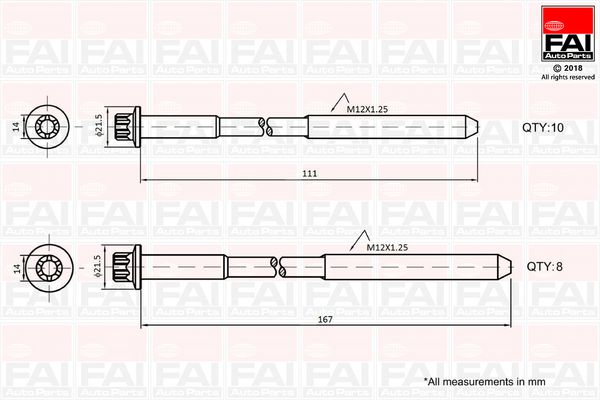 Sada skrutiek hlavy valcov FAI AUTOPARTS B2124