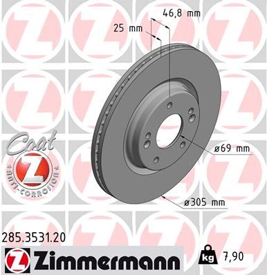 Brzdový kotúč ZIMMERMANN 285.3531.20