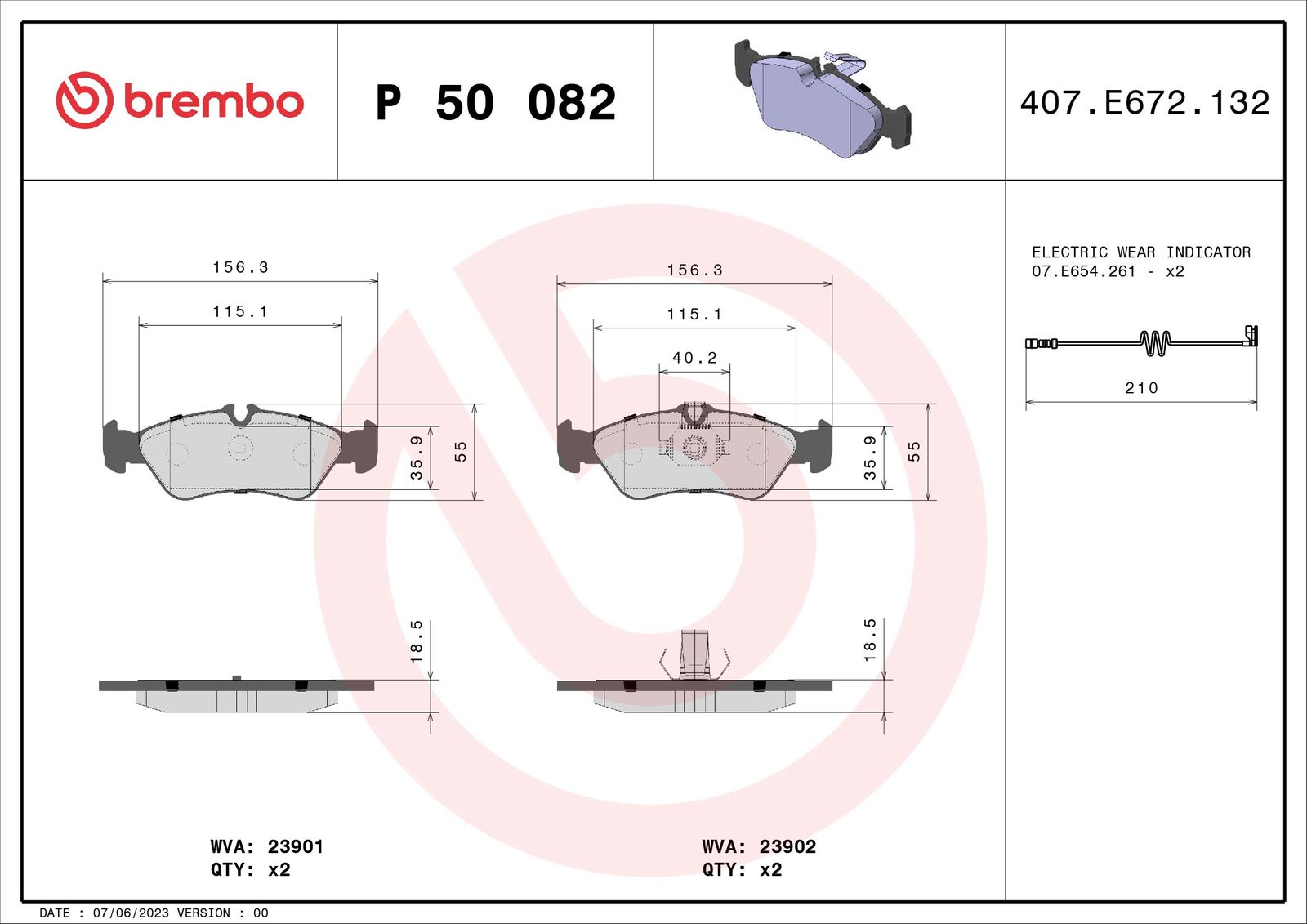 Sada brzdových platničiek kotúčovej brzdy BREMBO P 50 082