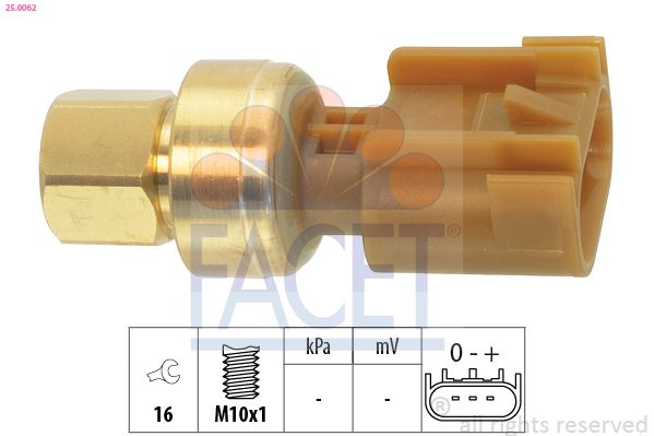 Senzor, presiune combustibil FACET OE Equivalent 25.0062