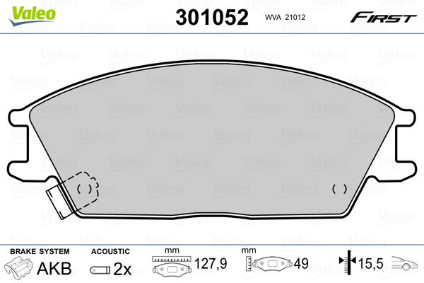 Sada brzdových platničiek kotúčovej brzdy VALEO 301052