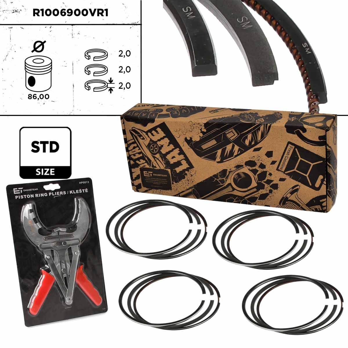 Set segmenti piston ET ENGINETEAM boxET – service kit R1006900VR1