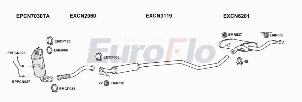 Układ wydechowy EUROFLO CNC4ST126005D