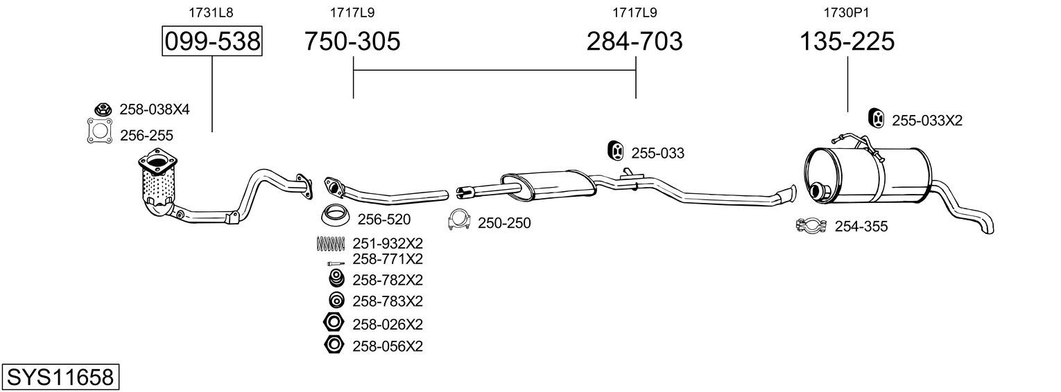 Układ wydechowy BOSAL SYS11658