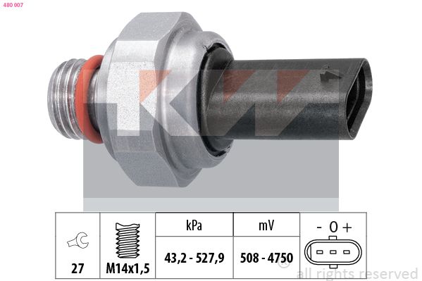 Czujnik, ciśnienie spalin KW 480 007