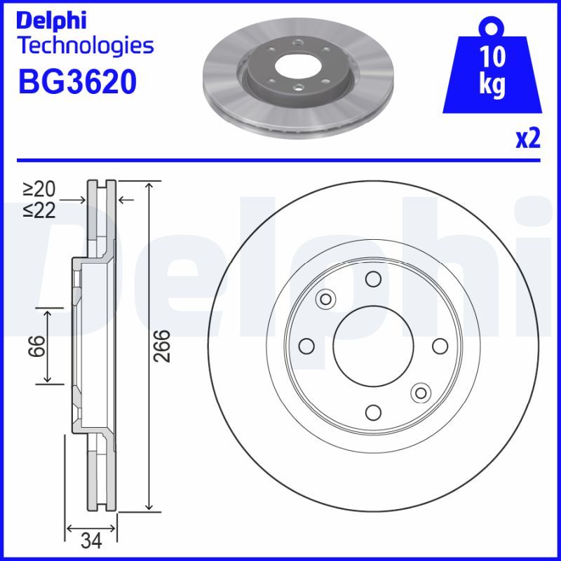 Tarcza hamulcowa DELPHI BG3620