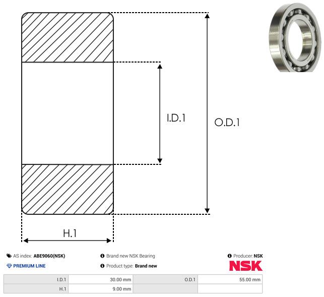 Levně Ložisko AS-PL ABE9060(NSK)