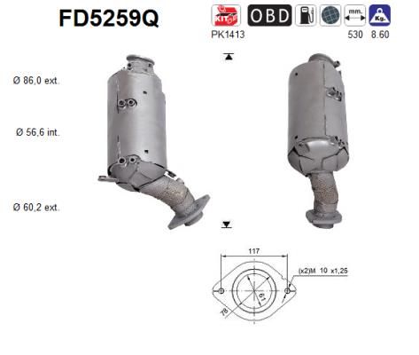 Filtr sadzy / filtr cząstek stałych, układ wydechowy AS 2505111060
