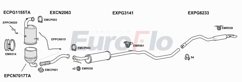 Układ wydechowy EUROFLO PG30816D3027