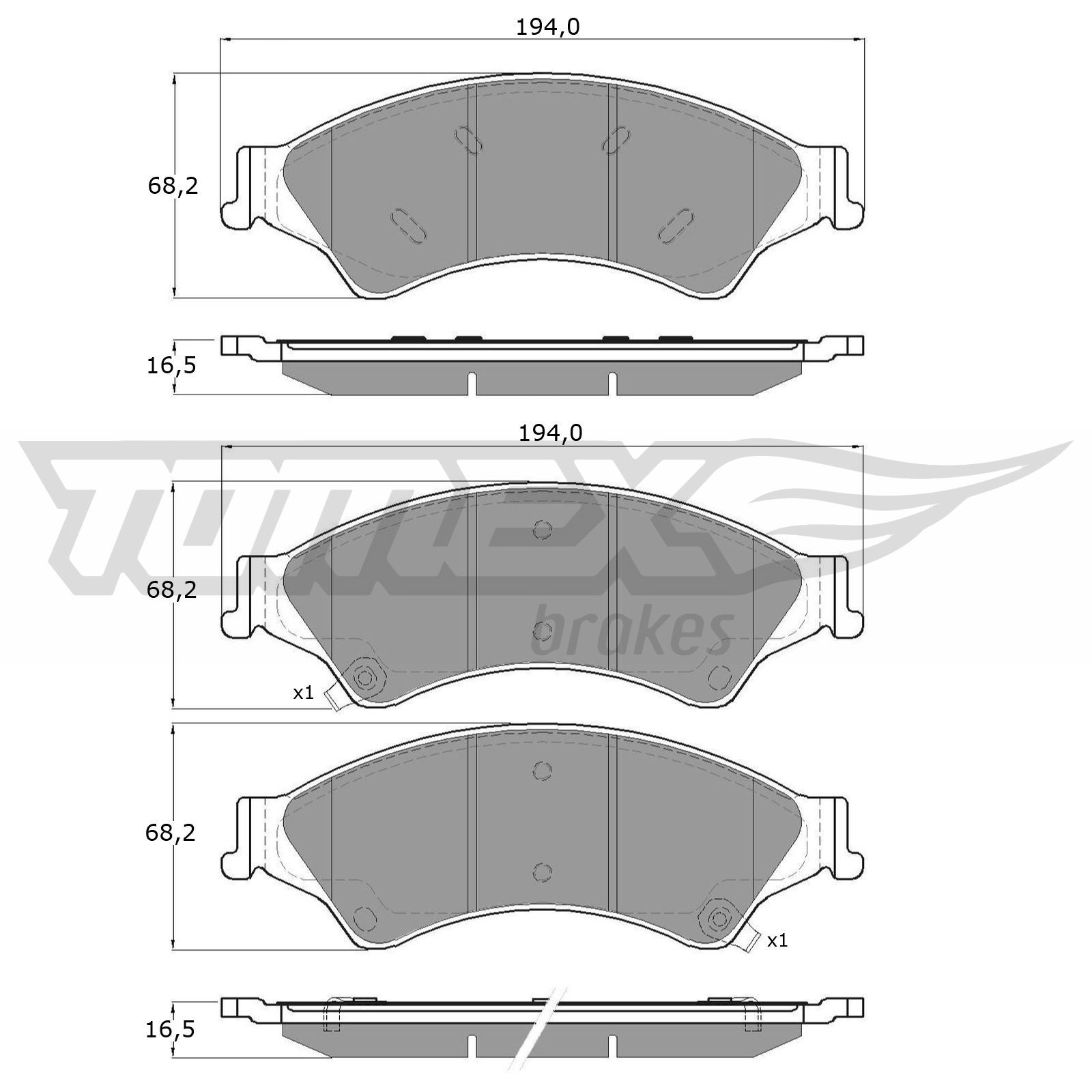 Sada brzdových destiček, kotoučová brzda TOMEX Brakes 19-22