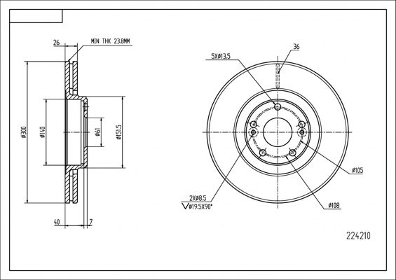 Tarcza hamulcowa HART 224 210
