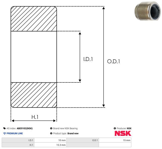 Levně Ložisko AS-PL ABE9102(NSK)