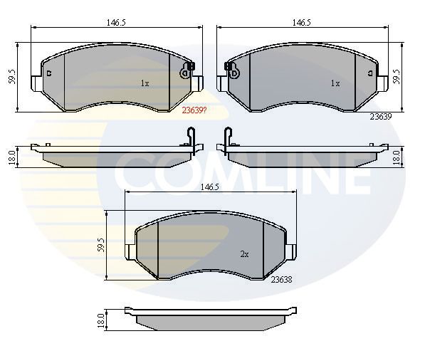 Zestaw klocków hamulcowych, hamulce tarczowe COMLINE CBP31162