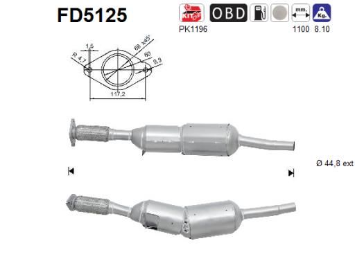 Filtr sadzy / filtr cząstek stałych, układ wydechowy AS FD5125