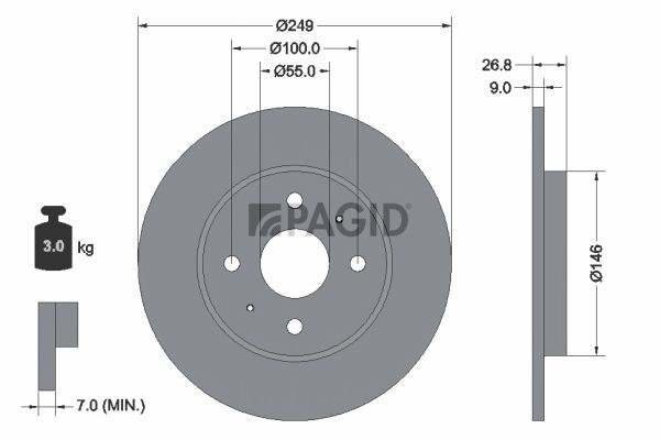 Tarcza hamulcowa PAGID 56522NC