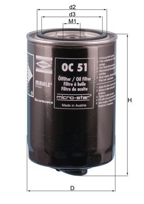 Olejový filter MAHLE OC 51 OF