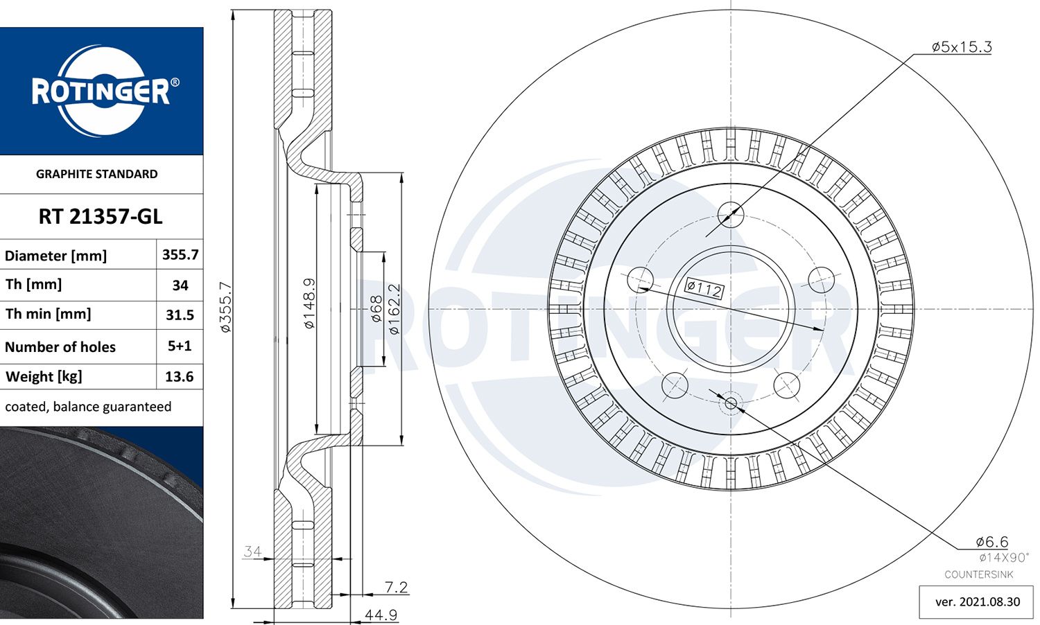 Disc frana ROTINGER RT 21357-GL