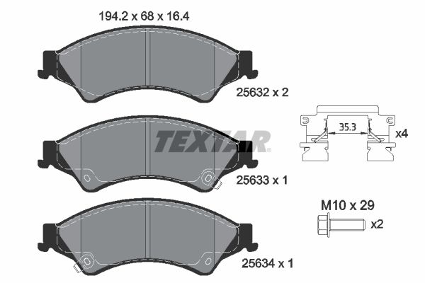 Sada brzdových platničiek kotúčovej brzdy TEXTAR 2563201
