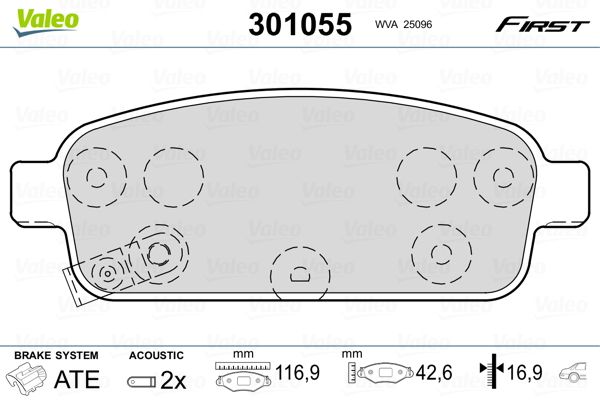 Sada brzdových platničiek kotúčovej brzdy VALEO 301055