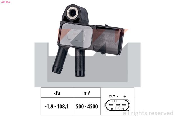 Senzor, tlak výfukového plynu KW 493 294