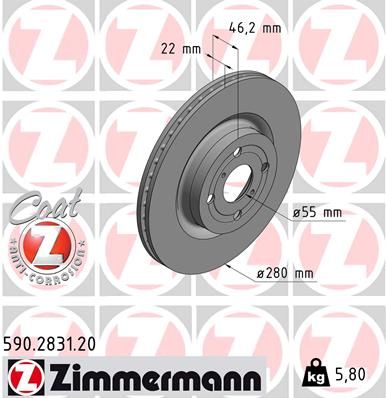 Brzdový kotouč ZIMMERMANN 590.2831.20