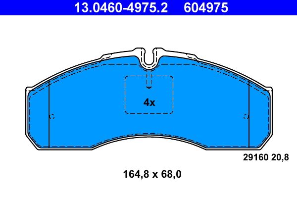 Sada brzdových destiček, kotoučová brzda ATE 13.0460-4975.2