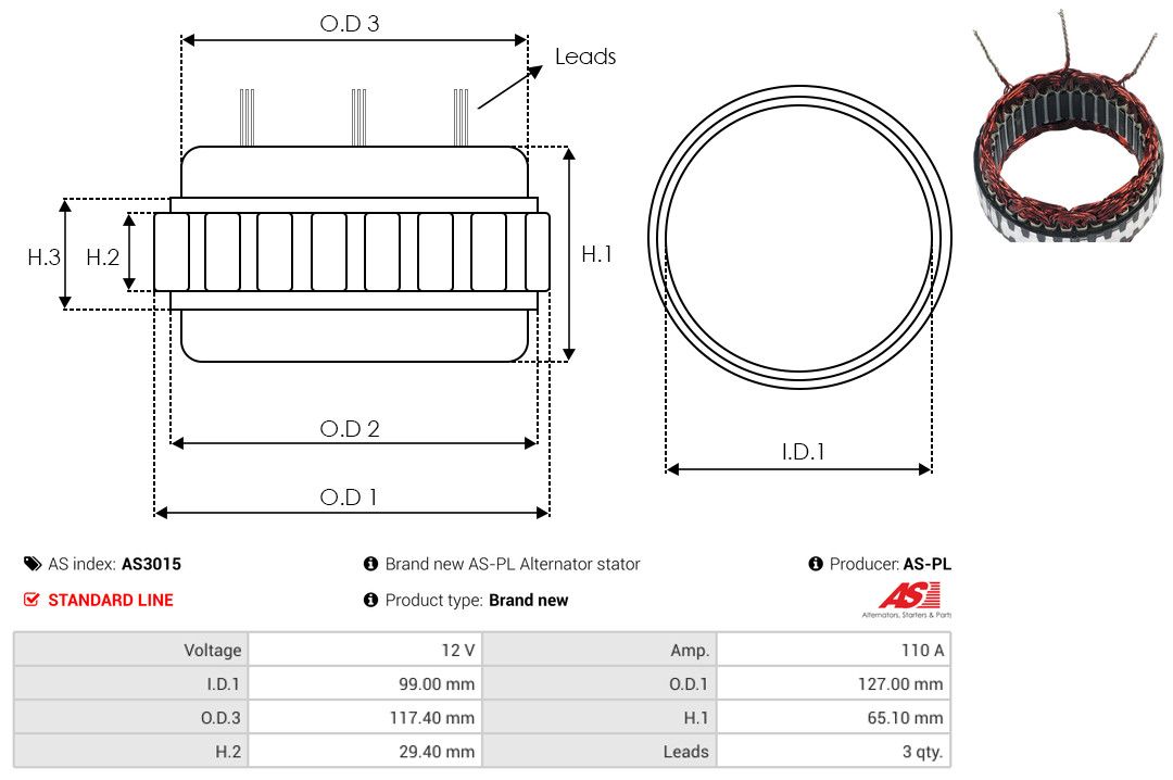 Levně Stator, generátor AS-PL AS3015
