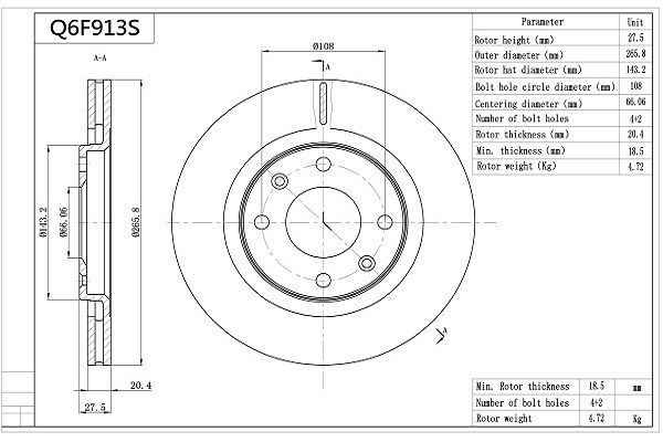 Tarcza hamulcowa AISIN Q6F913S