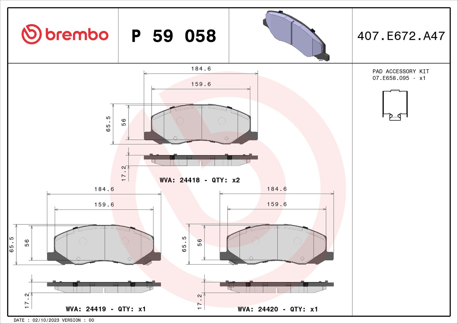 Sada brzdových platničiek kotúčovej brzdy BREMBO P 59 058