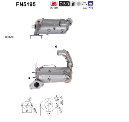 Filtru funingine/particule, sist.de esapament AS FN5195