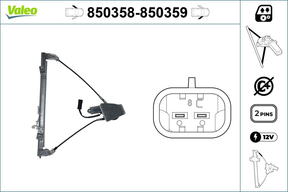 Mecanism actionare geam VALEO 850358