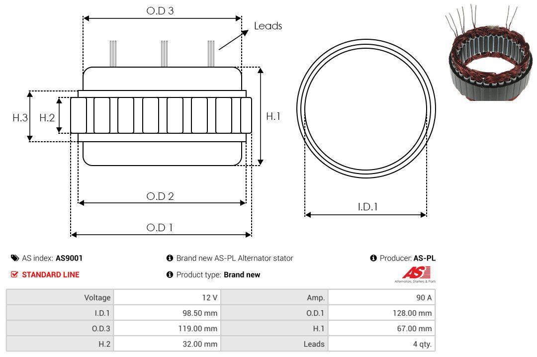 Levně Stator, generátor AS-PL AS9001