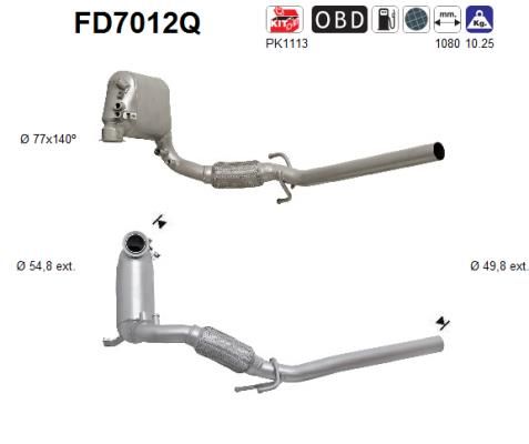 Filtr sadzy / filtr cząstek stałych, układ wydechowy AS 6Q0254700AX