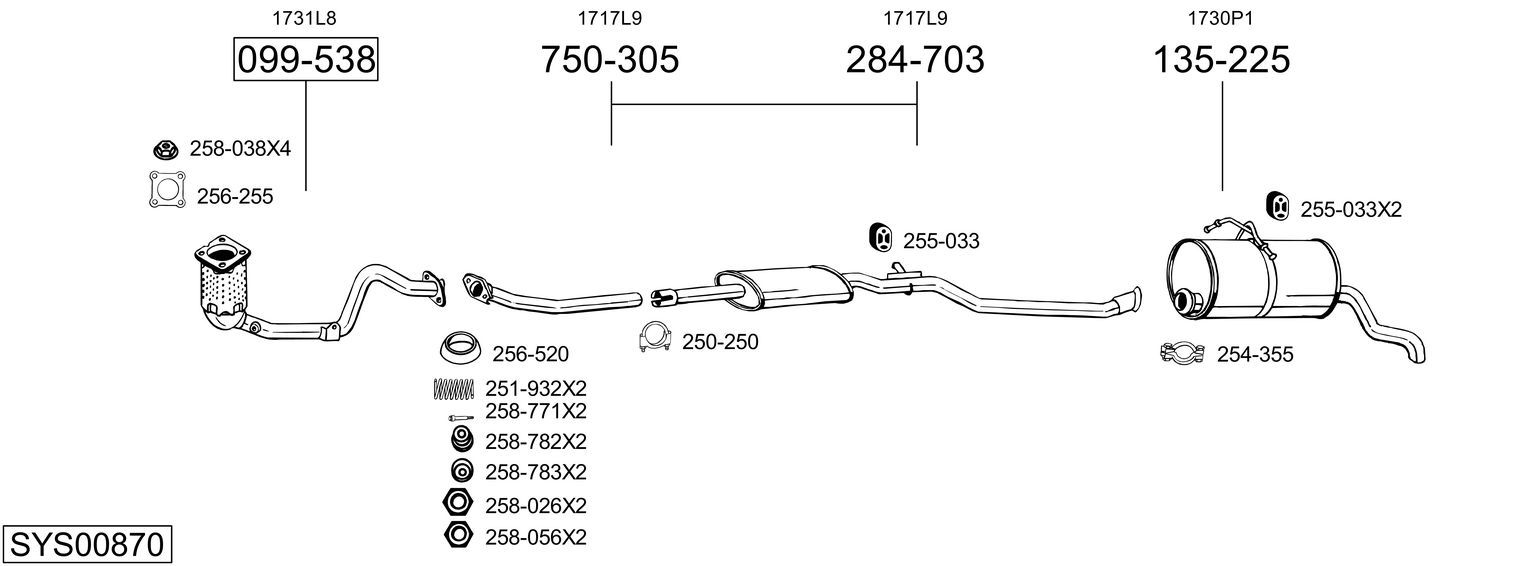 Układ wydechowy BOSAL SYS00870