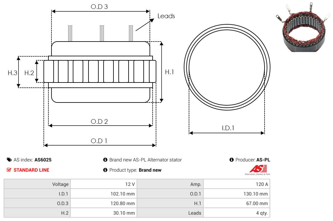 Levně Stator, generátor AS-PL AS6025
