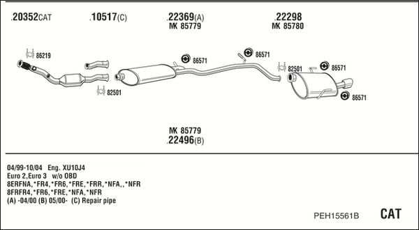 Układ wydechowy WALKER PEH15561B
