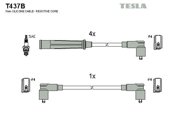 Sada kabelů pro zapalování TESLA T437B