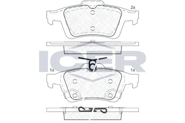Zestaw klocków hamulcowych, hamulce tarczowe ICER 182106