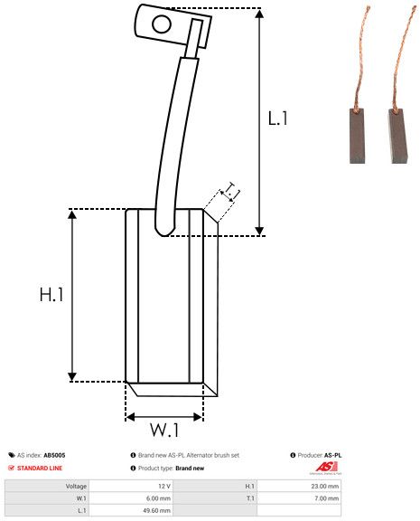 Levně Uhlíkový kartáč, generátor AS-PL AB5005