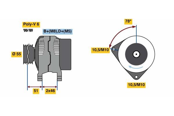Alternator BOSCH 0 986 080 530