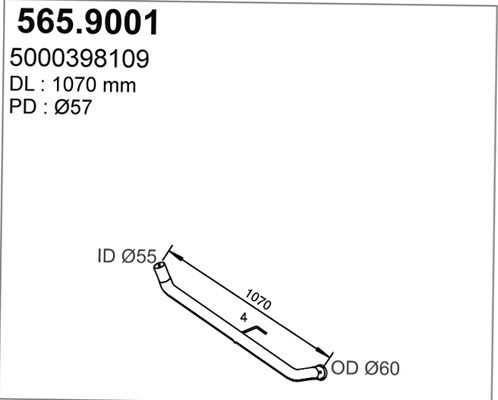 Rura wydechowa ASSO 565.9001