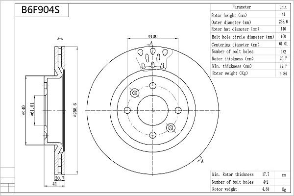 Tarcza hamulcowa AISIN B6F904S