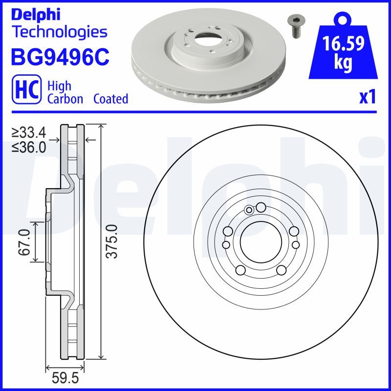 Tarcza hamulcowa DELPHI BG9496C