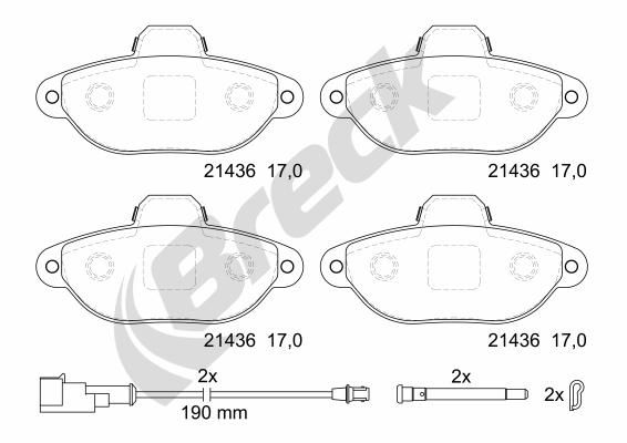 set placute frana,frana disc BRECK 21436 00 702 10