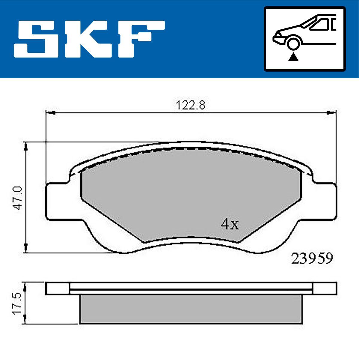 Zestaw klocków hamulcowych, hamulce tarczowe SKF VKBP 80037