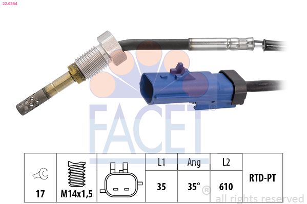 czujnik, temperatura spalin FACET 22.0364