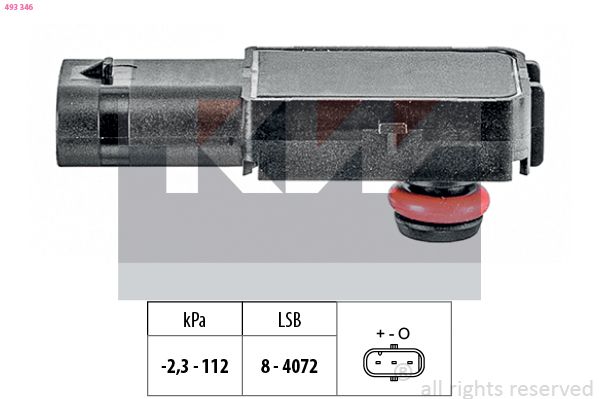 Czujnik ciśnienia, wzmacniacz siły hamowania (serwo) KW 493346