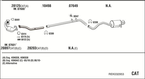 Układ wydechowy WALKER REK032953