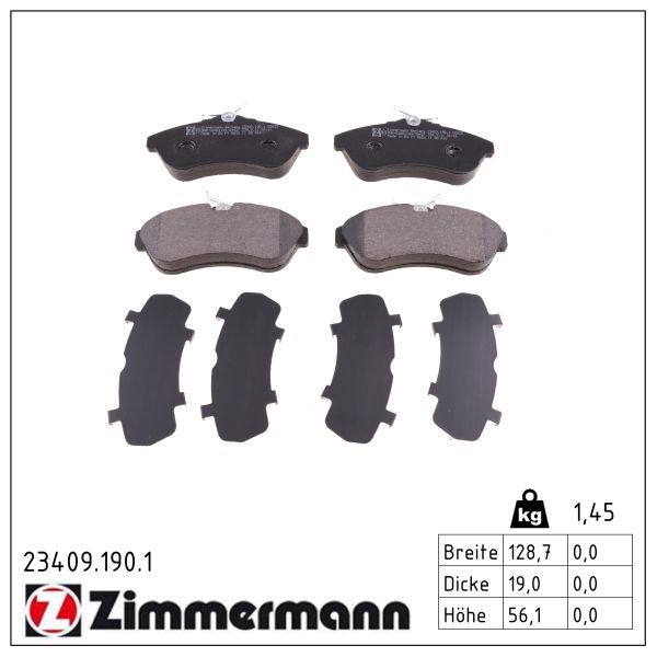 Sada brzdových destiček, kotoučová brzda ZIMMERMANN 23409.190.1
