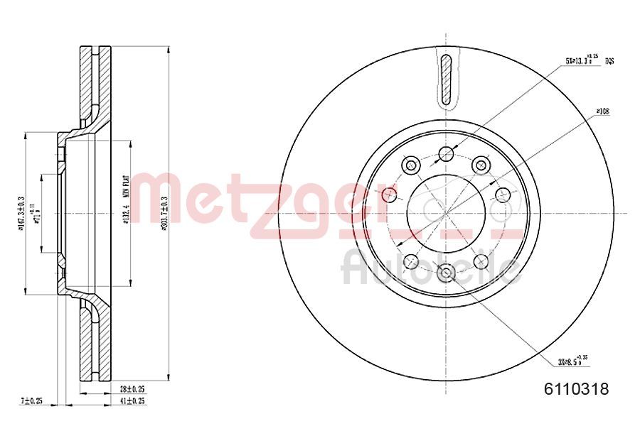 Tarcza hamulcowa METZGER AUTOTEILE 6110318